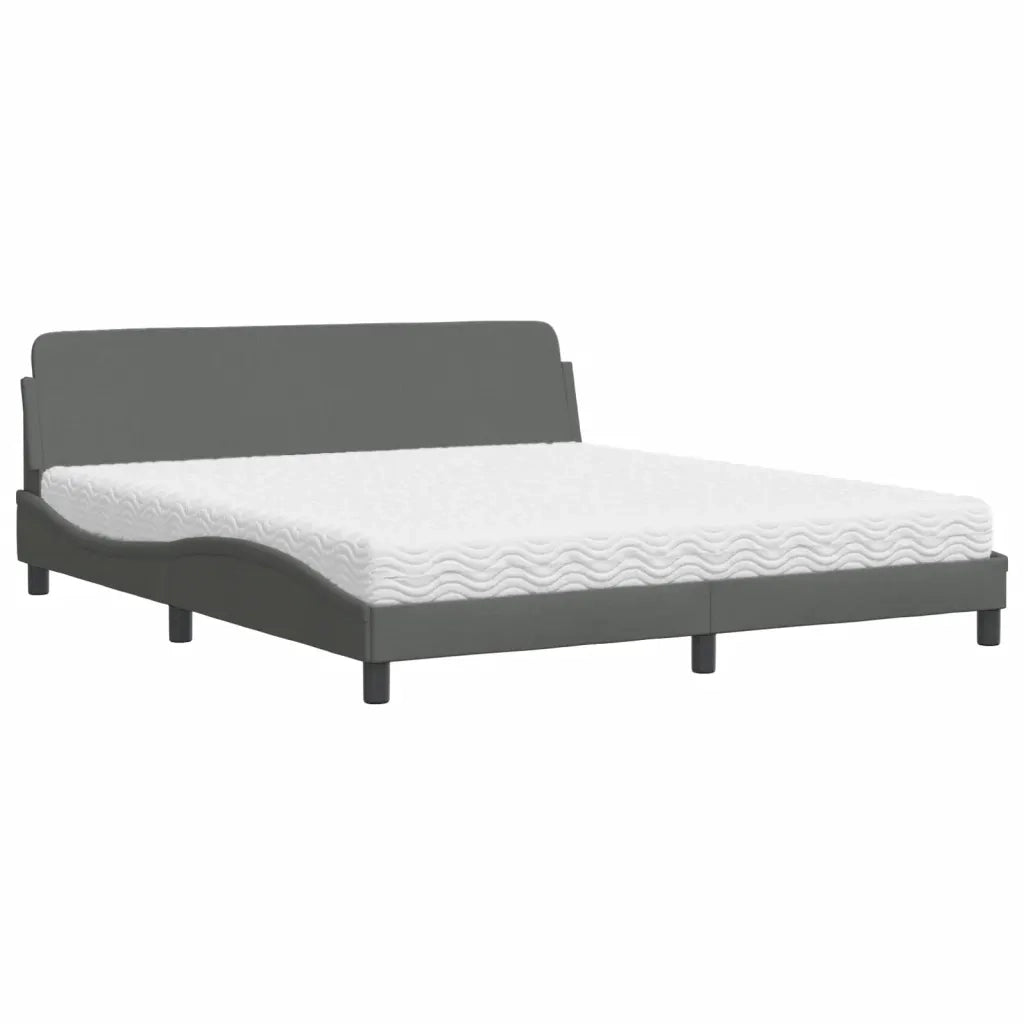 Letto con Materasso Dover Grigio Scuro 180x200 cm Tessuto