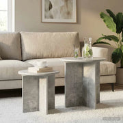 Set tavolini 2 pcs Grigio Cemento Legno ingegnerizzato 8001013