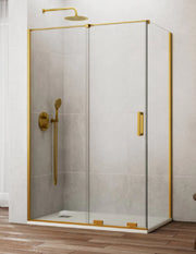 Box doccia CIRENE (KENNA) 1+1 con lato fisso laterale 100x75 cm Oro Barra Parallela