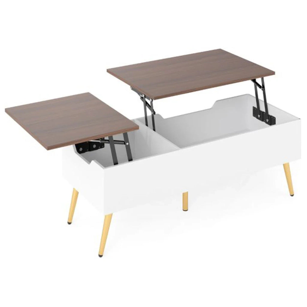Tavolino da caffè con piano sollevabile 111 x 48 x 53,5 cm con 2 scomparti portaoggetti design accogliente in legno marrone 20_0013801