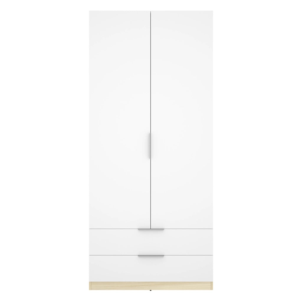 Armadio Camera da Letto Montclare, Guardaroba 2 Ante Appendiabiti, 51x204h cm Bianco