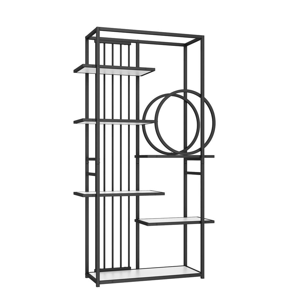 Scaffale metallico moderno - Xylo - 100x30x180 cm - Bianco e nero - Struttura geometrica a pi?? livelli