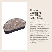 Etui per occhiali da sole in caso rigido - Organizzatore per occhiali da sole con pietre di diamante imitanti - Opaco e ripiegabile - Impermeabile - Robusto ed elegante