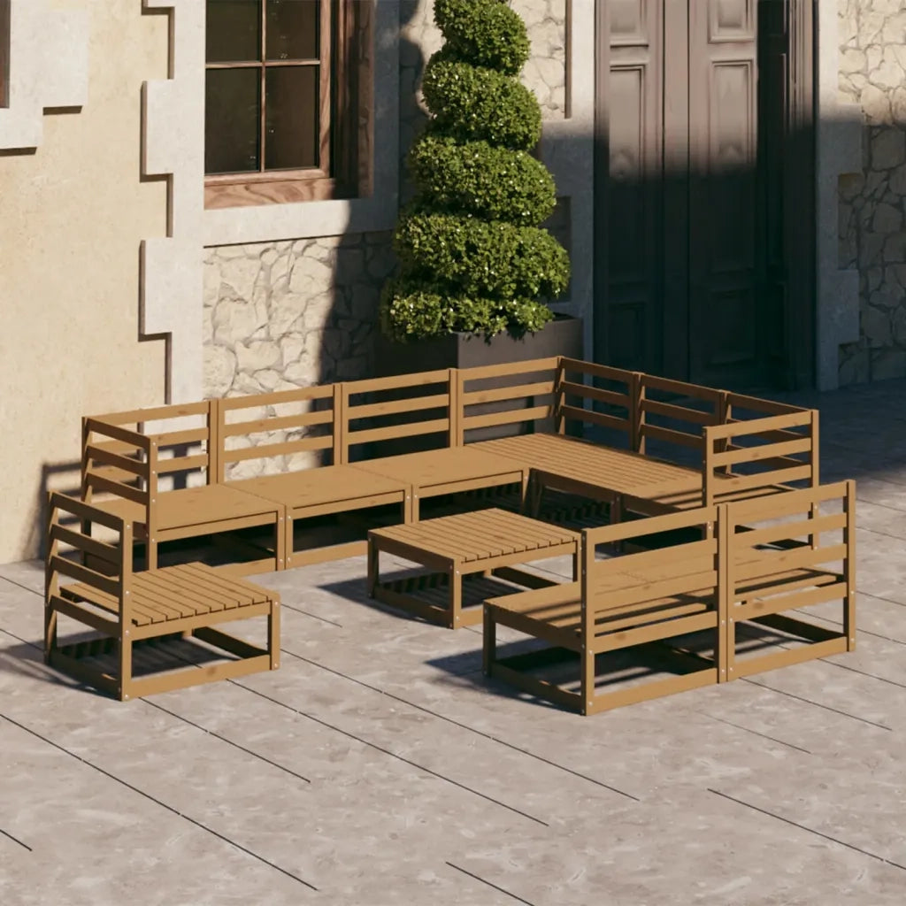 Set Salotto da Giardino 10pz Marrone Ambra Legno Massello Pino 3075797