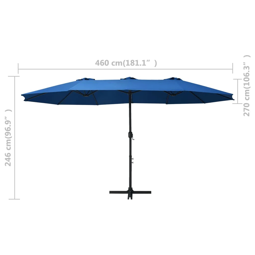Ombrellone da esterno e palo in alluminio 460 x 270 cm blu 02_0008295