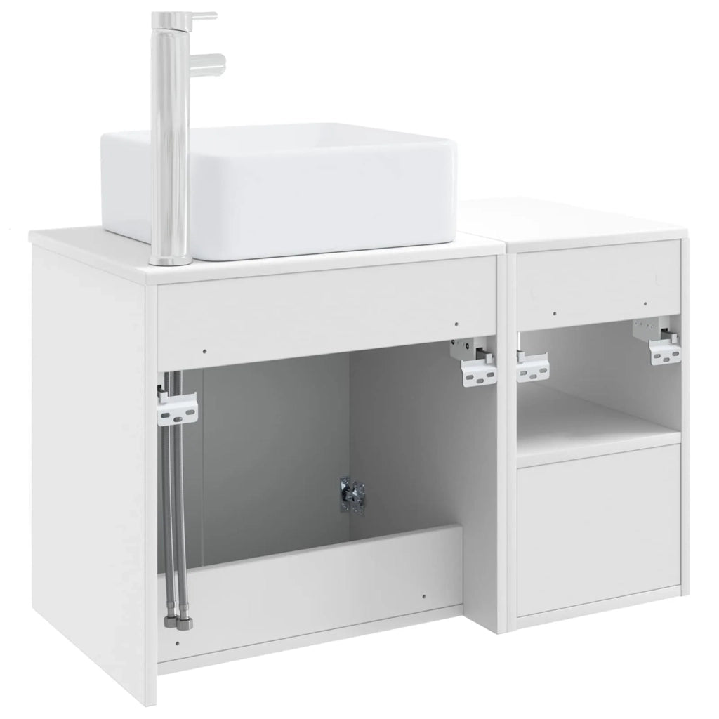 Set di mobili per il bagno 2 pz Bianco Lucido 3404048