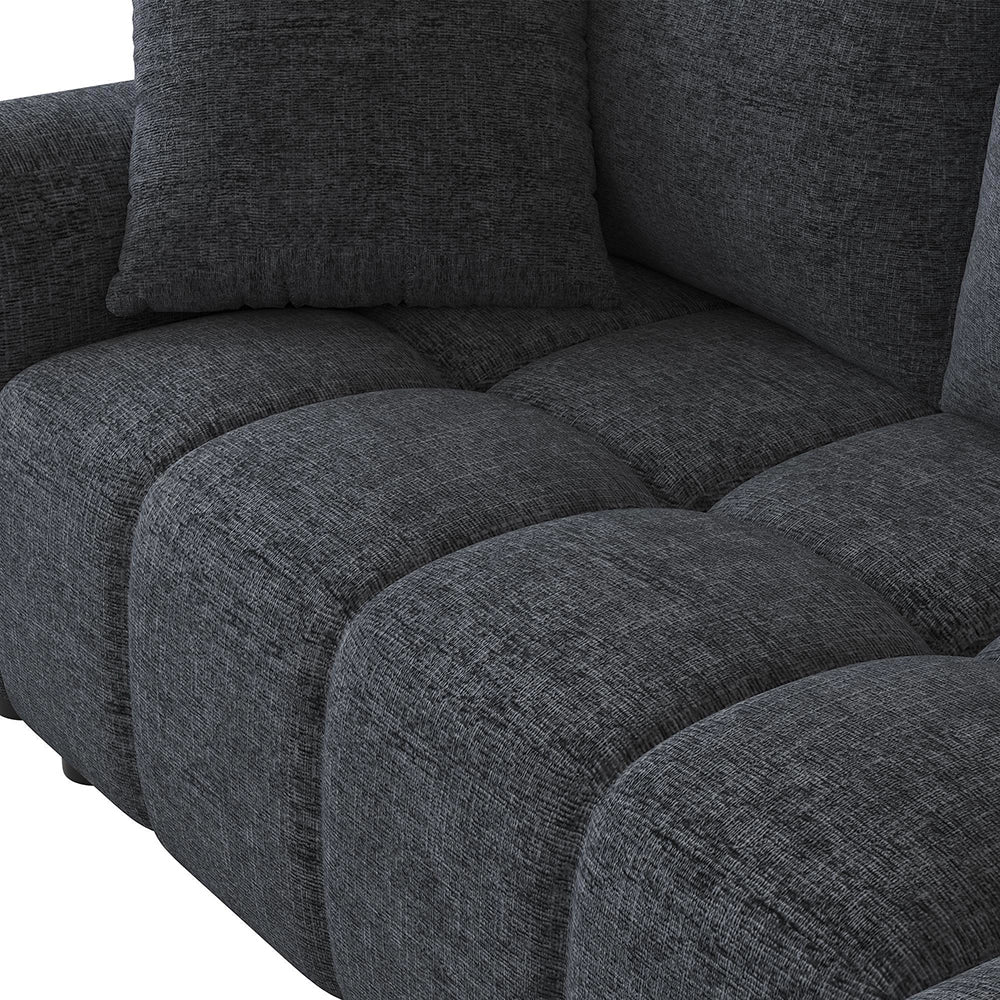 Divano angolare 3 posti - Xylo - Tessuto chenille con 2 cuscini decorativi