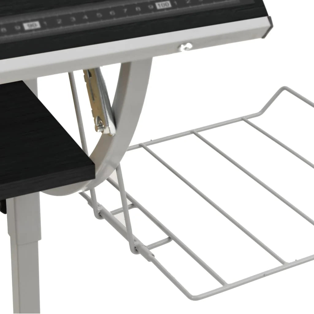 Scrivania tavolo postazione di lavoro mobile per computer studio al computer artigianato 110 x 53 x (58-87) cm nero 02_0023700
