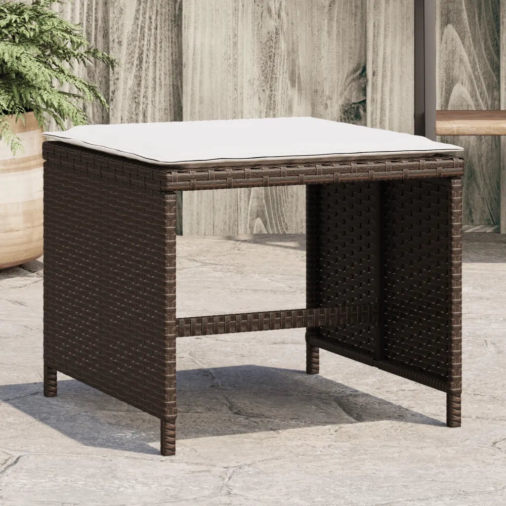 Sgabelli Giardino con Cuscini 4 pz Marroni 40x40x35cm Polyrattan CFW2270361