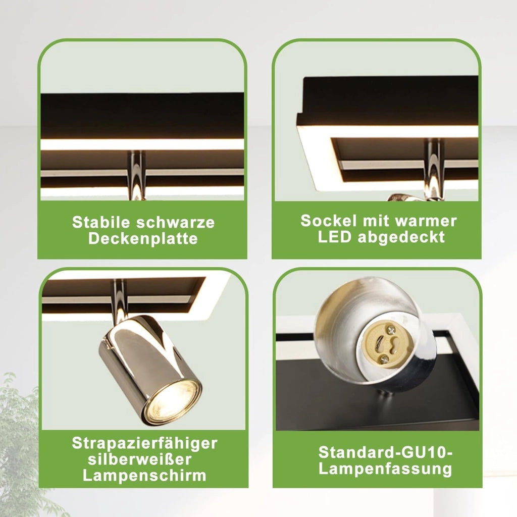 ZMH Faretto da soffitto a LED 4 luci GU10 18W plafoniera 52CM per ufficio soggiorno