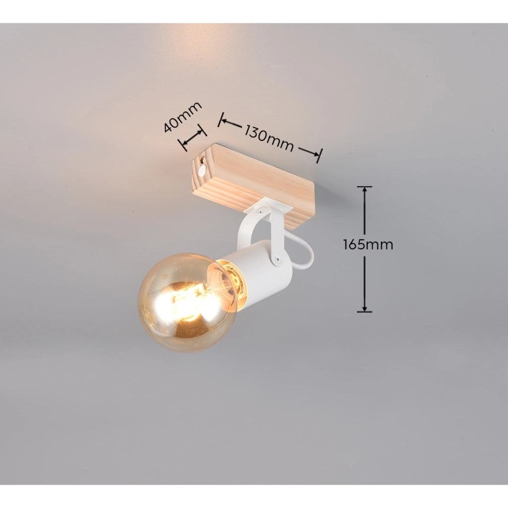 SPOT E27 LYNAR 17CM BIANCO/LEGNO