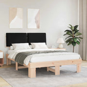 Letto con Testiera Rivestita Nero 135 x 190 cm Pino massello 877291