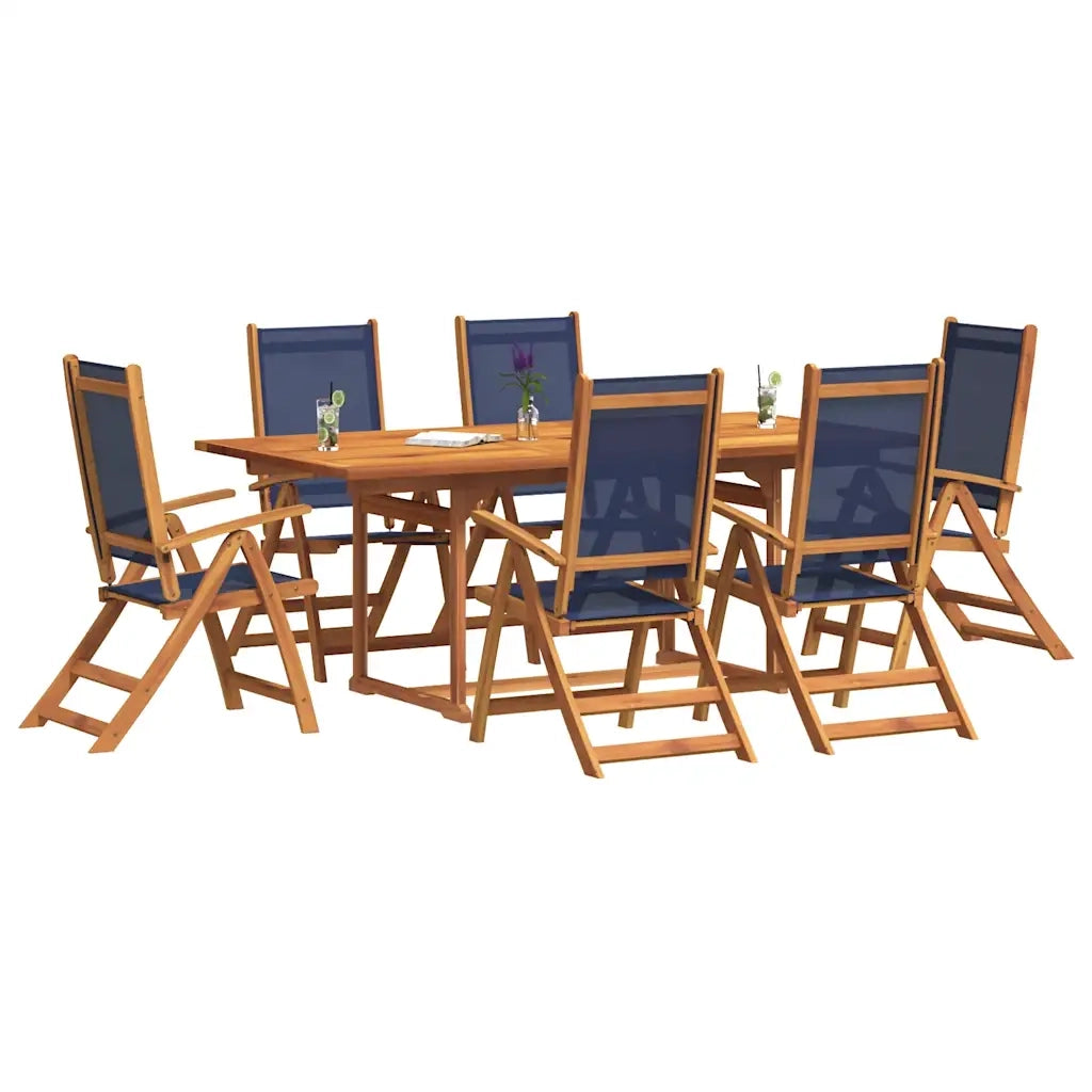Set Pranzo da Giardino 7pz Legno Massello di Acacia e Textilene