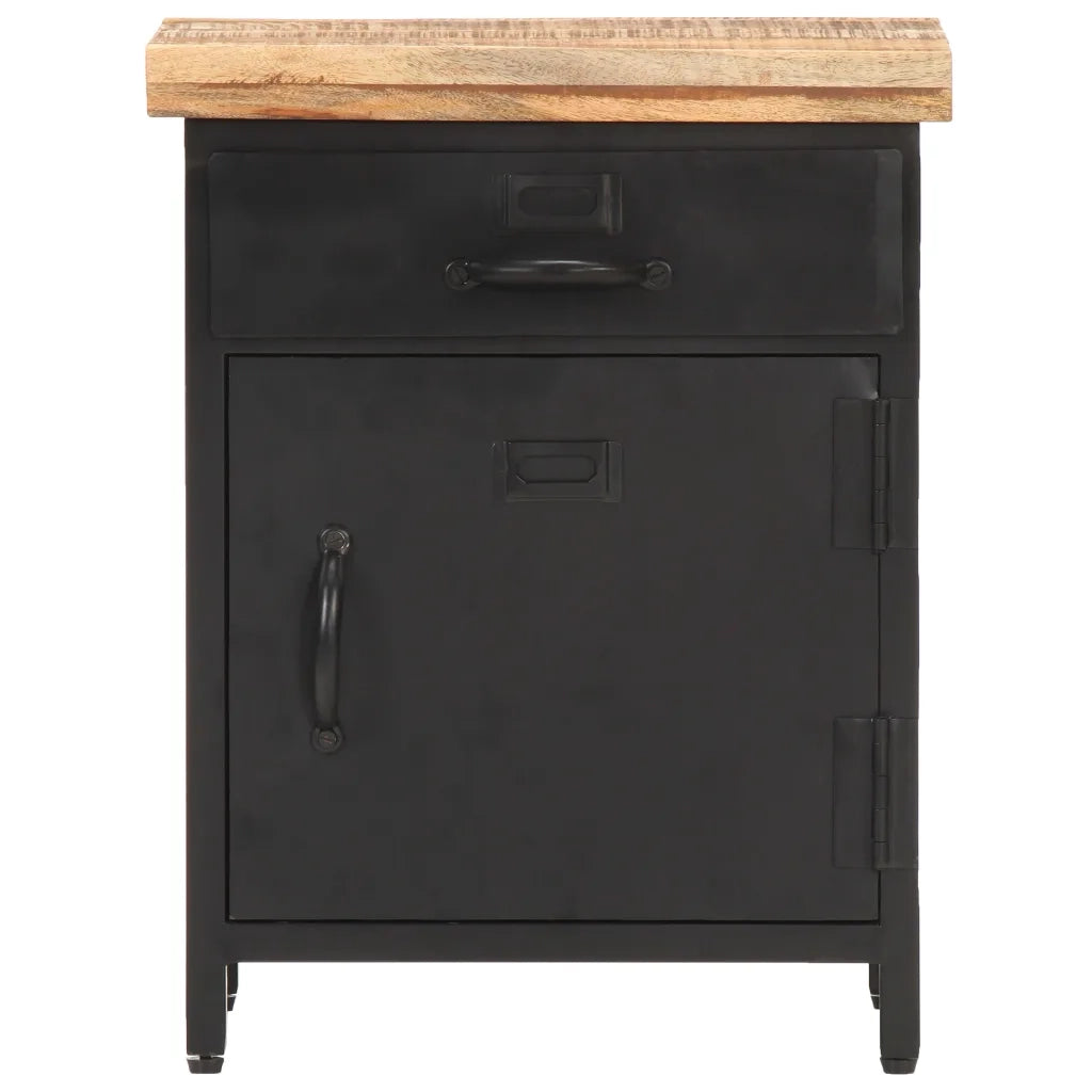 Comodino | Armadio da Notte | Mobiletto da notte 40x30x52 cm in Legno di Mango Grezzo