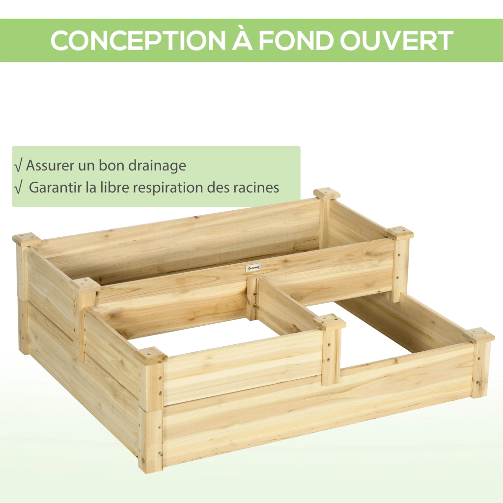 Giardiniere in legno a 3 livelli ¨C zephmum ¨C naturale 108x88x36 cm