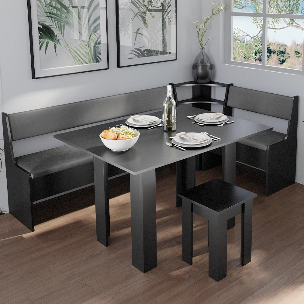 Vicco Gruppo panca ad angolo Nero 120 x 41.5 cm con tavolo