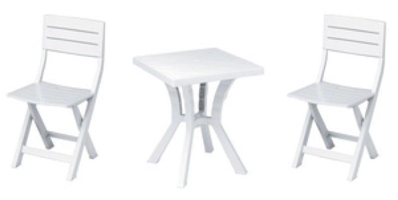 SET DUETTO RESINA TAVOLO + 2 SEDIE BIANCO O TORTORA O ANTRACITE