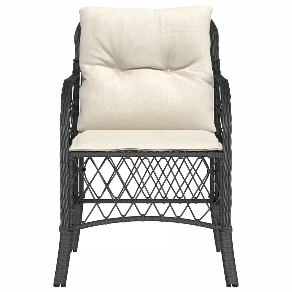 Sedie da Giardino con Cuscini 2 pz | Sedie da Esterno Nere in Polyrattan