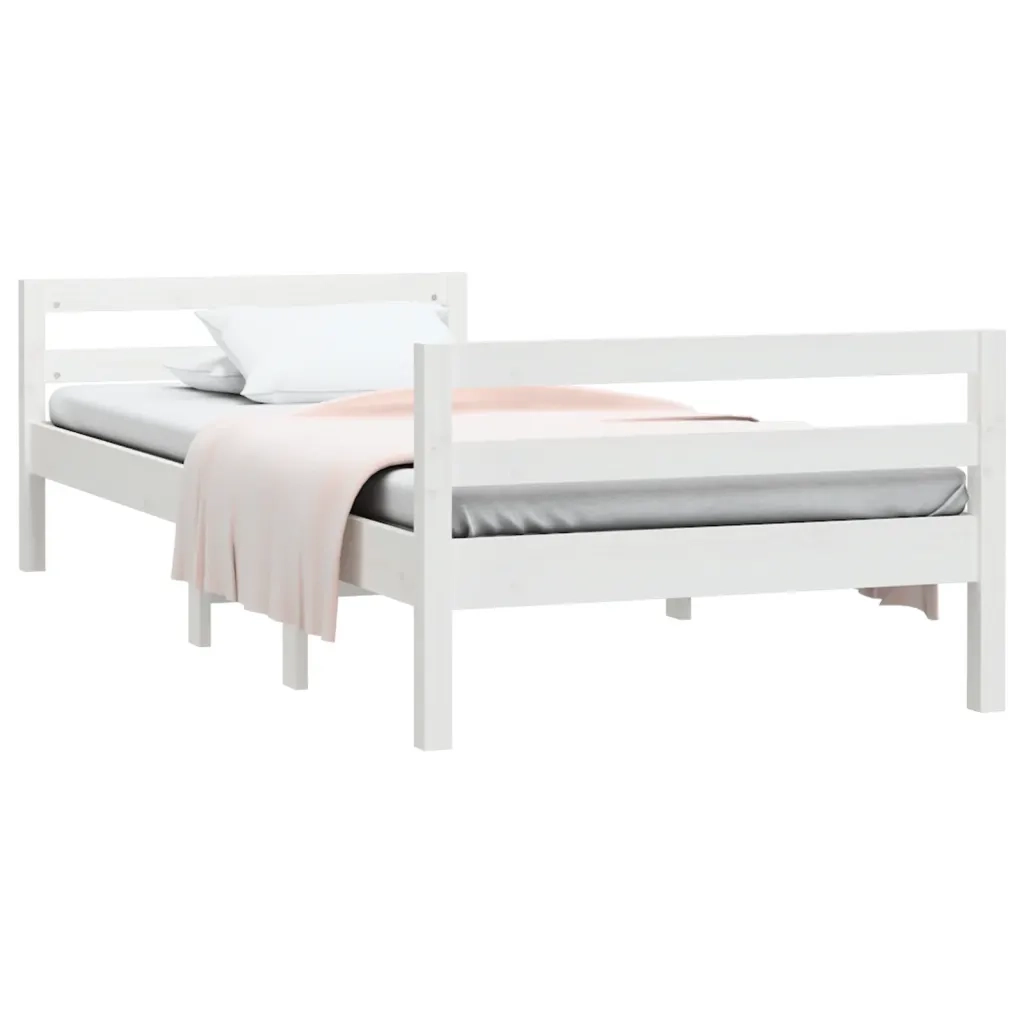 Giroletto senza Materasso-Struttura Letto Bianco 90x200 cm Legno Massello Pino 756171