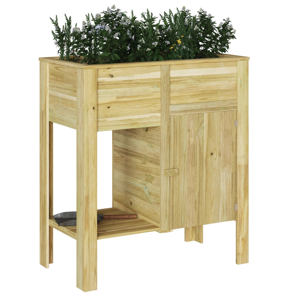 Letto da giardino rialzato  con Stoccaggio 85x46x96 cm Legno Trattato di Pino