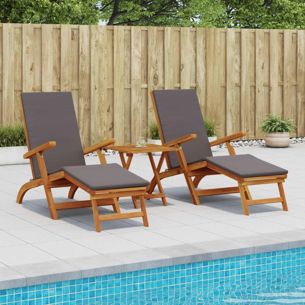 Lettino prendisole reclinabile e pieghevole 2 pcs Grigio