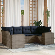 Set Divani da Giardino 6 pz con Cuscini Grigio in Polyrattan 3222980