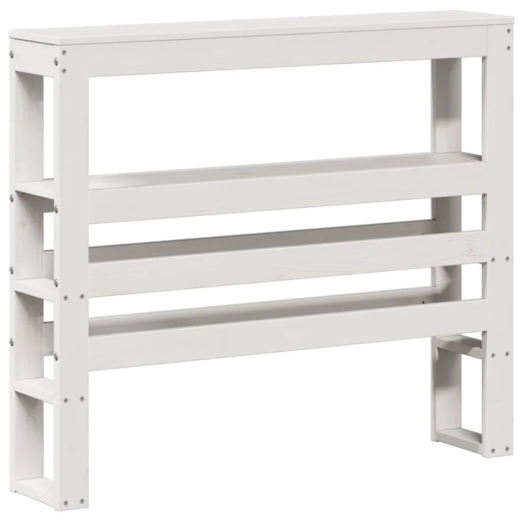Giroletto con Testiera Bianco 75x190 cm Legno Massello di Pino 3306097