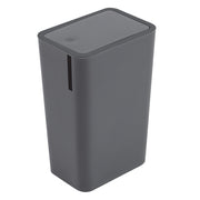 Pattumiera bagno da 8 litri in plastica grigia con coperchio Push