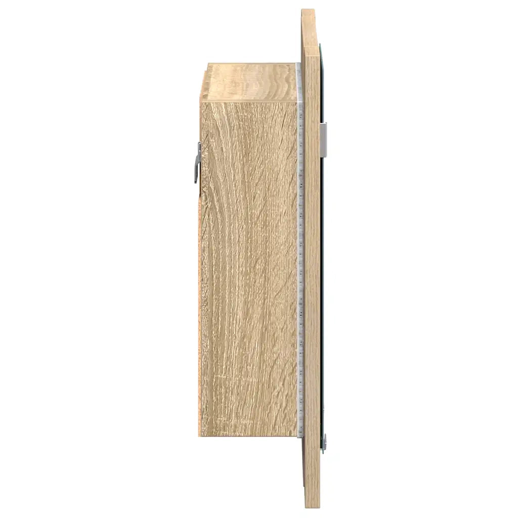 Armadietto a Specchio con Luci LED Rovere Sonoma in Acrilico 804951