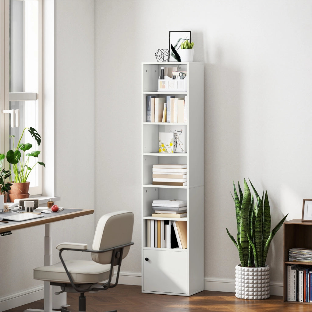 Libreria 7 Ripiani ¨C Xylo ¨C Bianco con Ante 40x30x180 cm