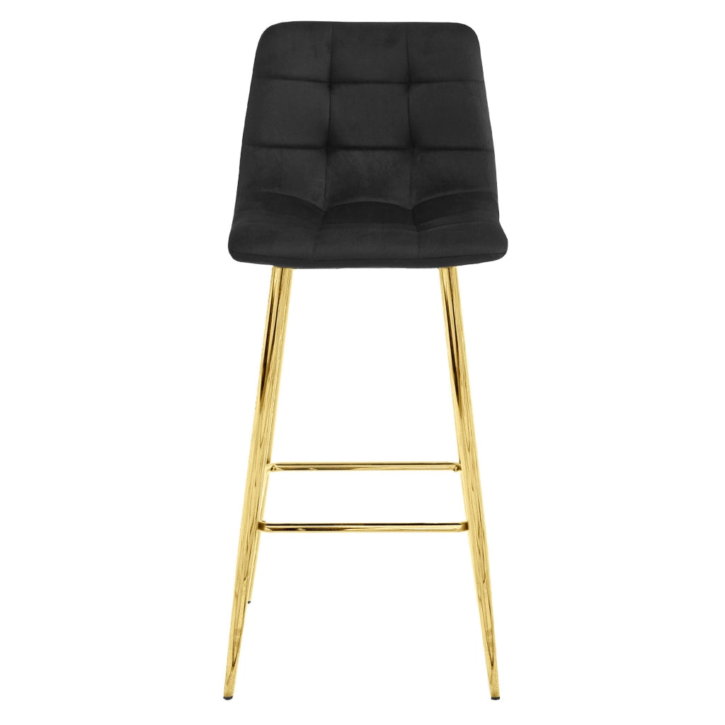 Sgabello Valora TEOTO in velluto nero con gambe dorate x3