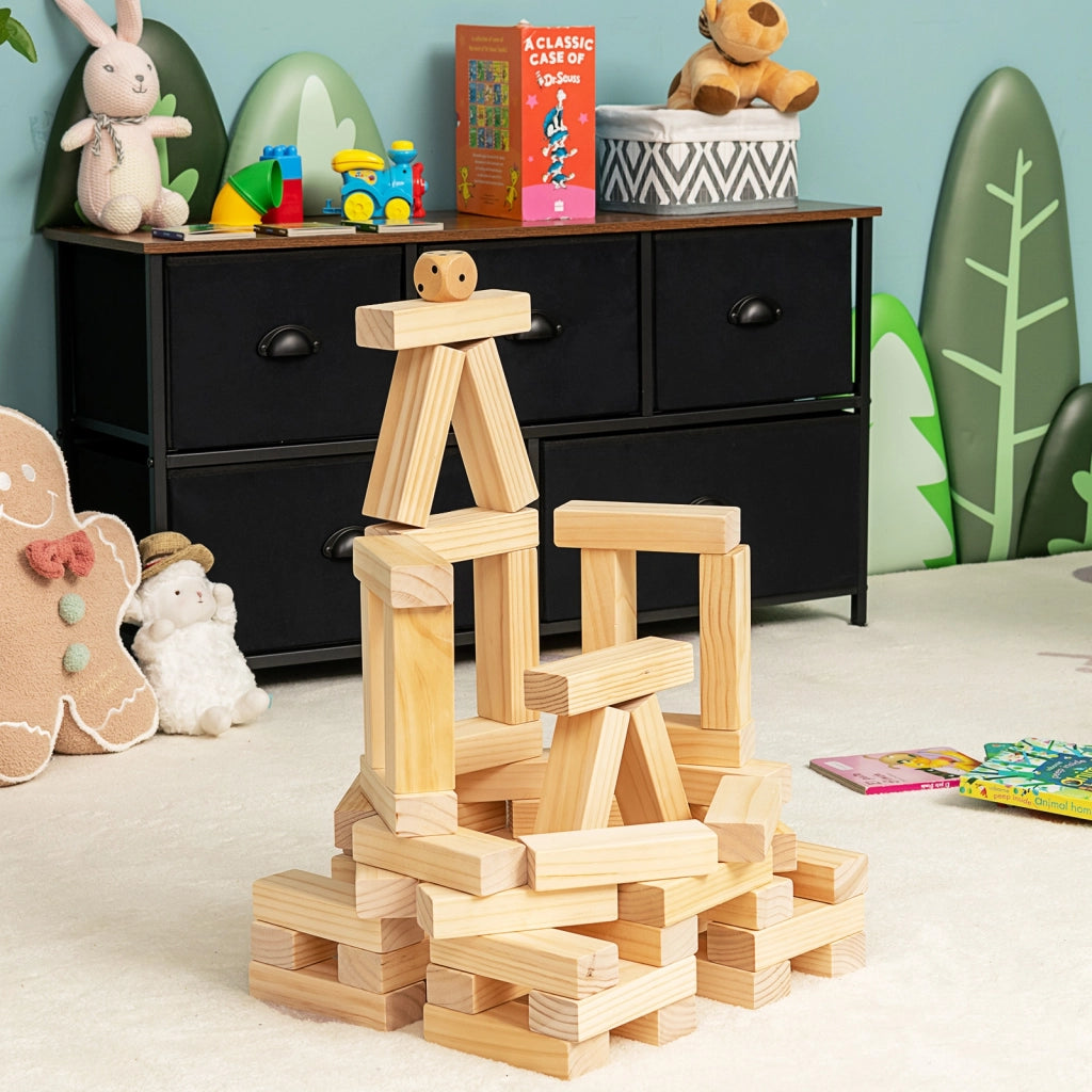 Torre gigante con 54 blocchi di legno per bambini e adulti-Gioco impilabile per cortile con borsa di trasporto