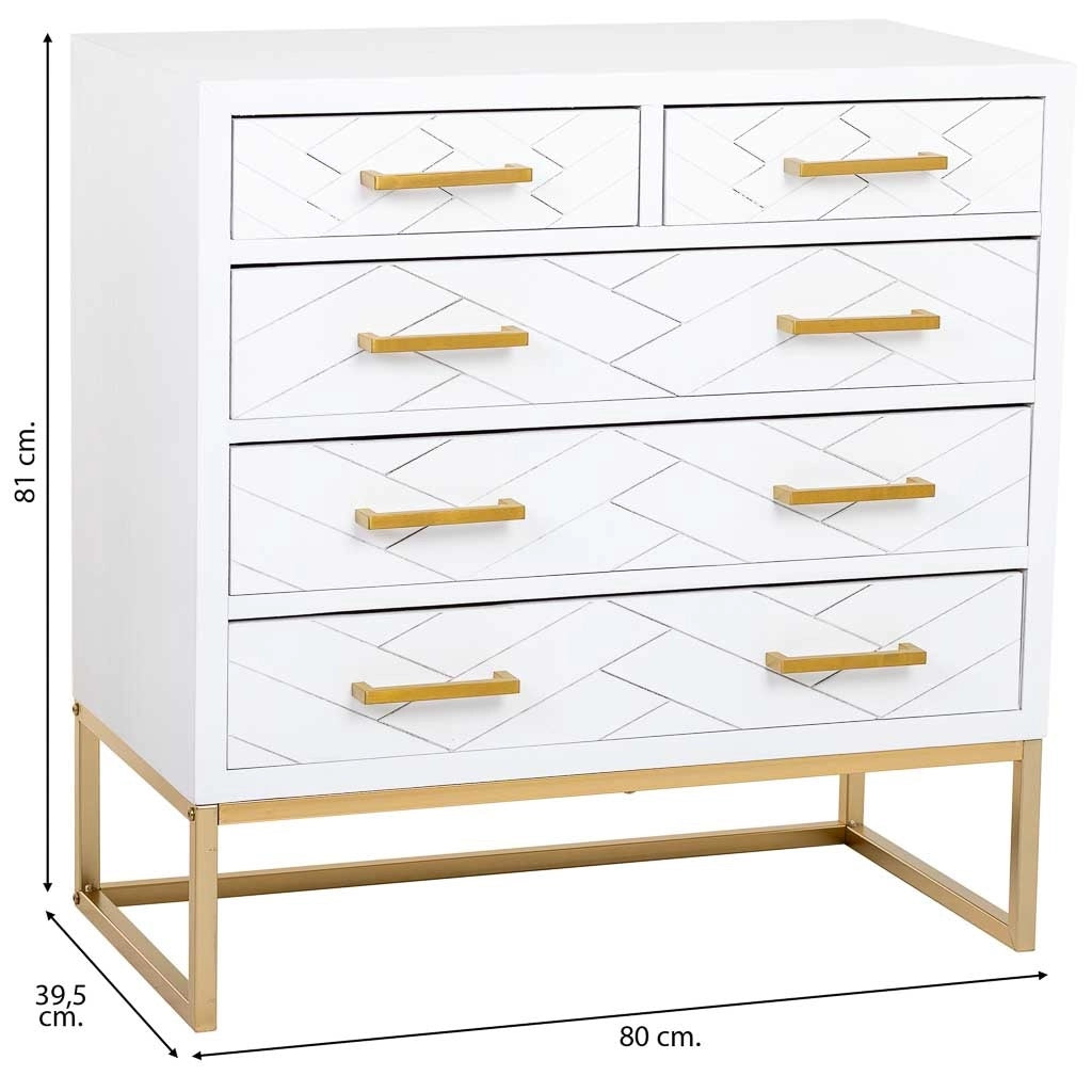 Cassettiera 4 cassetti legno e metallo 80x39,5x81h cm