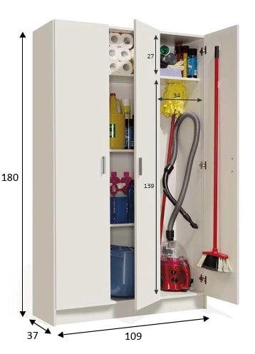 Armadio 3 ante multiuso con portascope - Bianco