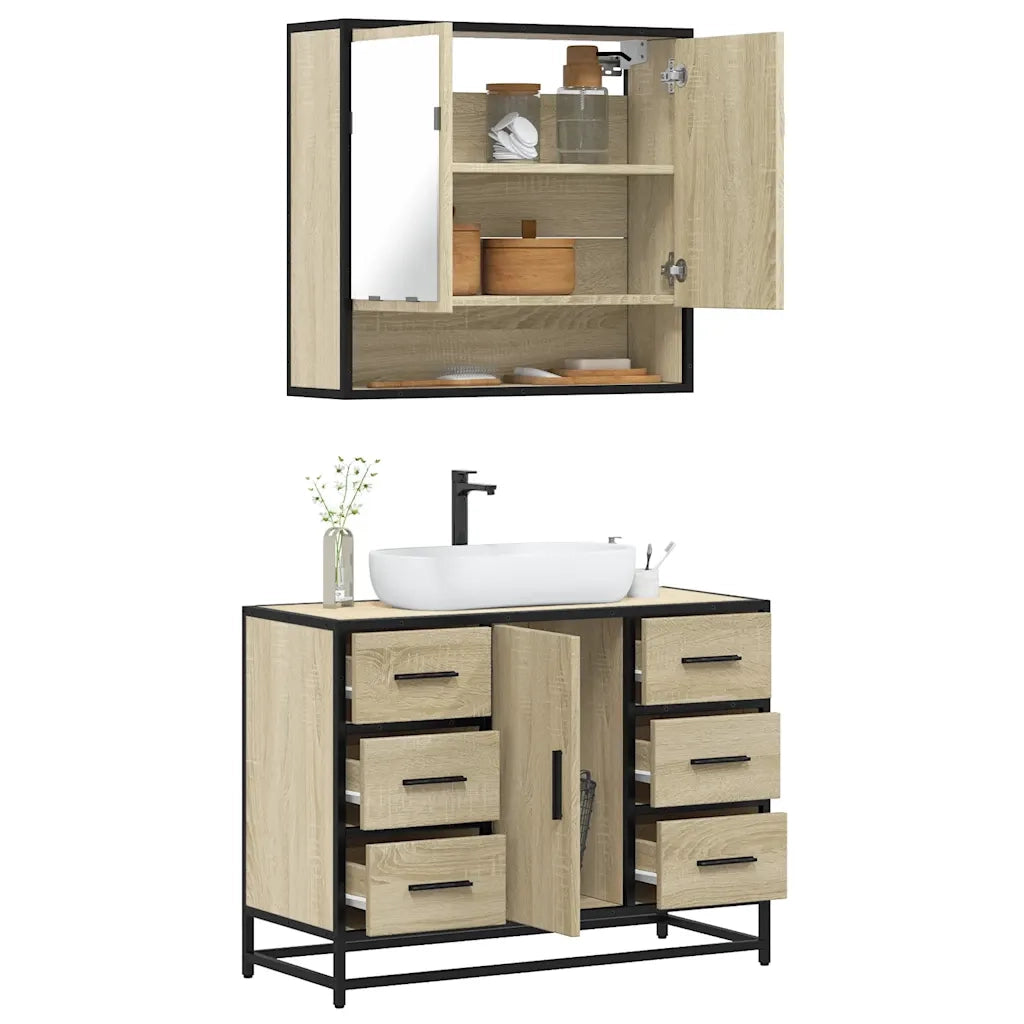 Set Mobili da Bagno 2 pz Rovere Sonoma in Legno Multistrato 3300931