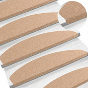 Tappetini per scale autoadesivi 15 pz | Gradini per Scale Beige 80 x 28 x 3,5 cm
