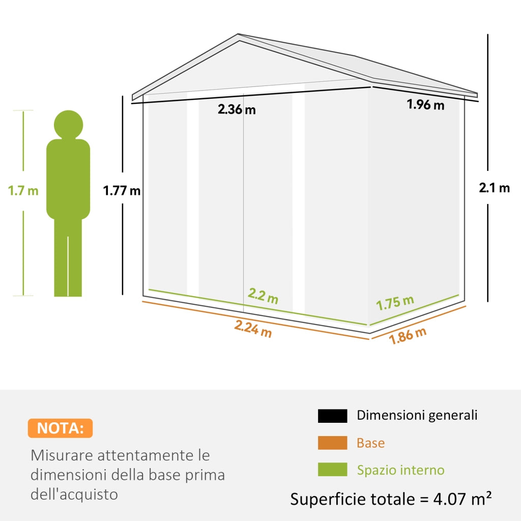 Casetta per Attrezzi con Porte Scorrevoli ¨C Zephmum ¨C Grigio Chiaro 196x236x208 cm