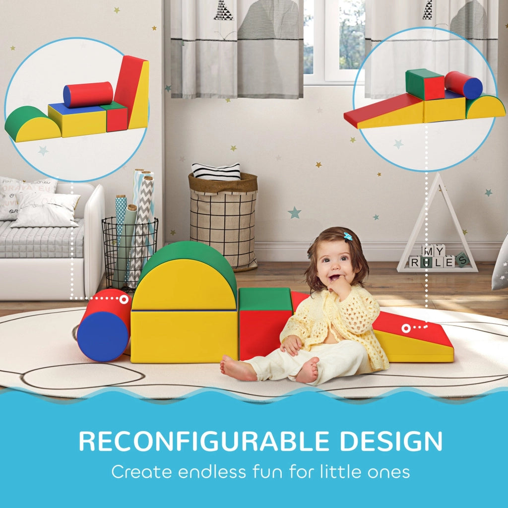 Set 5 Costruzioni Morbide per Bambini 1-3 Anni in Finta Pelle e Schiuma Multicolore
