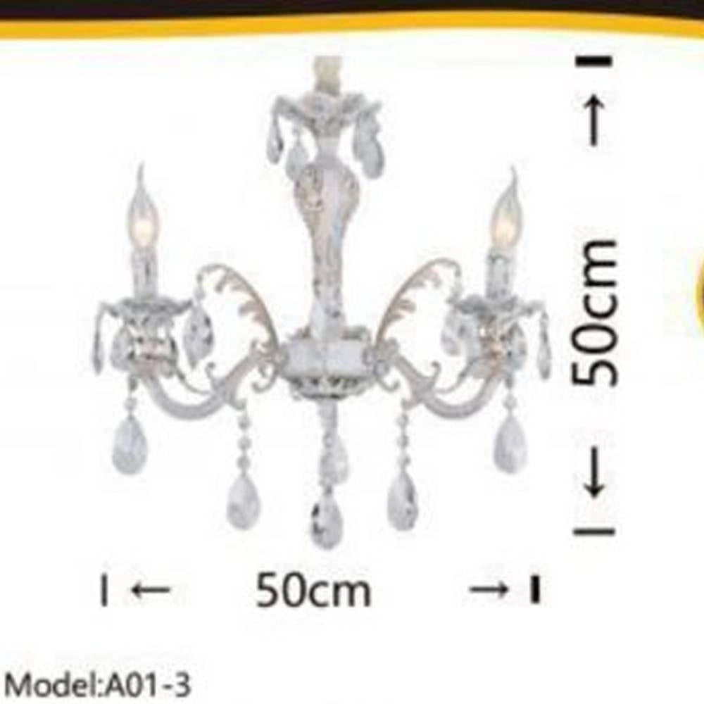Trade Shop - Lampadario Soffitto Classico 3 Bracci Attacco E14 Vetro Effetto Cristallo A01-3 -