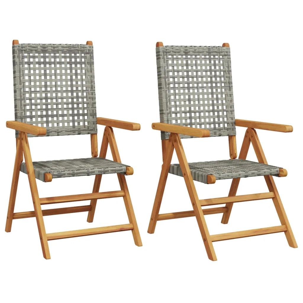 Sedie da Giardino 2 pz | Sedie da Esterno Grigie Legno Massello Acacia e Polyrattan