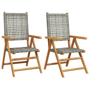 Sedie da Giardino 2 pz | Sedie da Esterno Grigie Legno Massello Acacia e Polyrattan