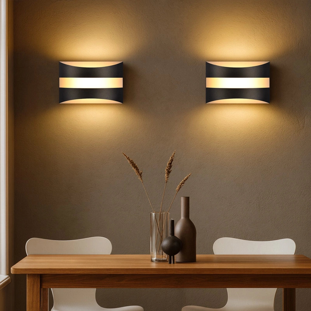 ZMH Lampada da Parete LED Nera Design Moderno 3000K 5W Illuminazione Verso l'Alto e Verso il Basso Applique