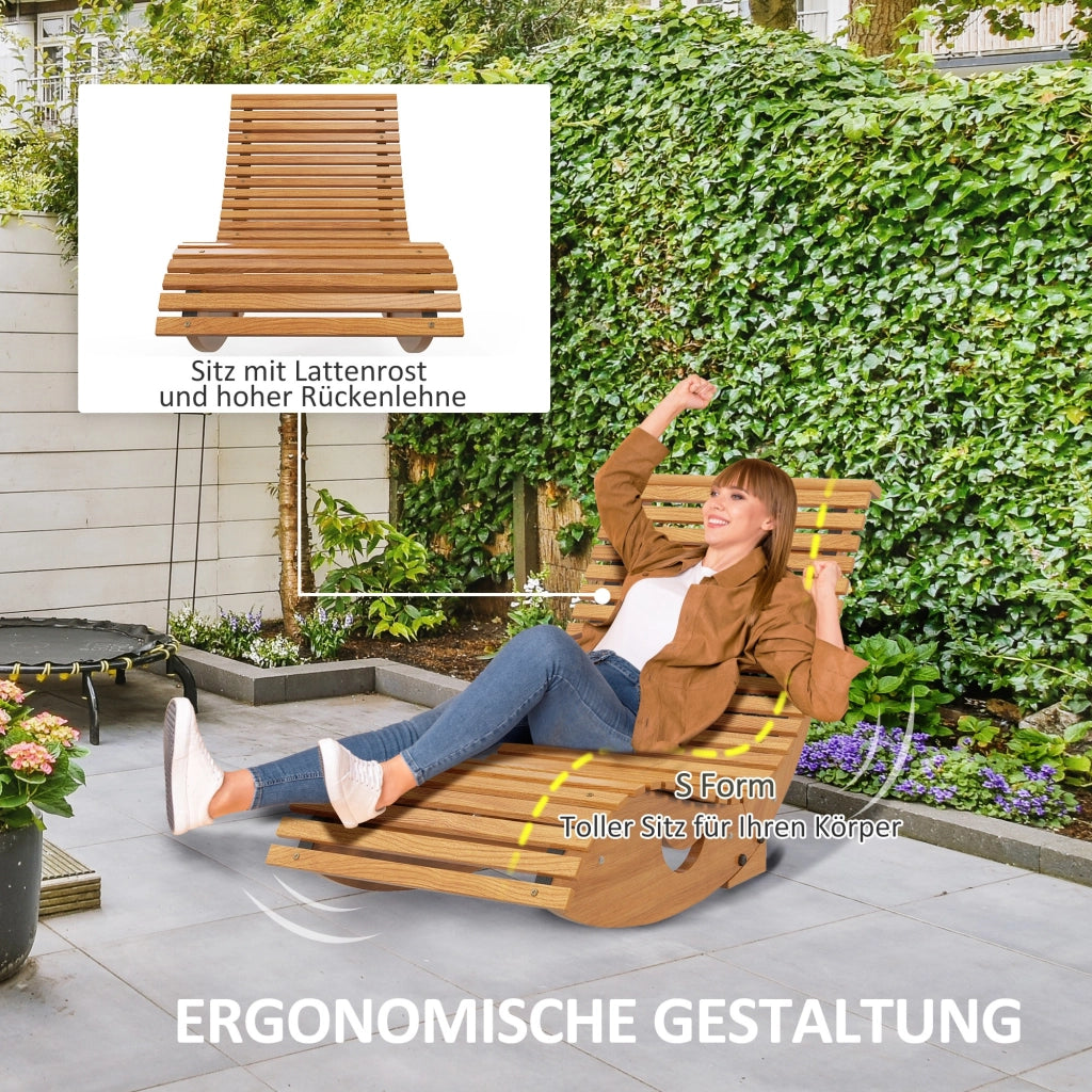 Poltrona a dondolo esterno ¨C zephmum ¨C legno di pino chiaro 130x60x60