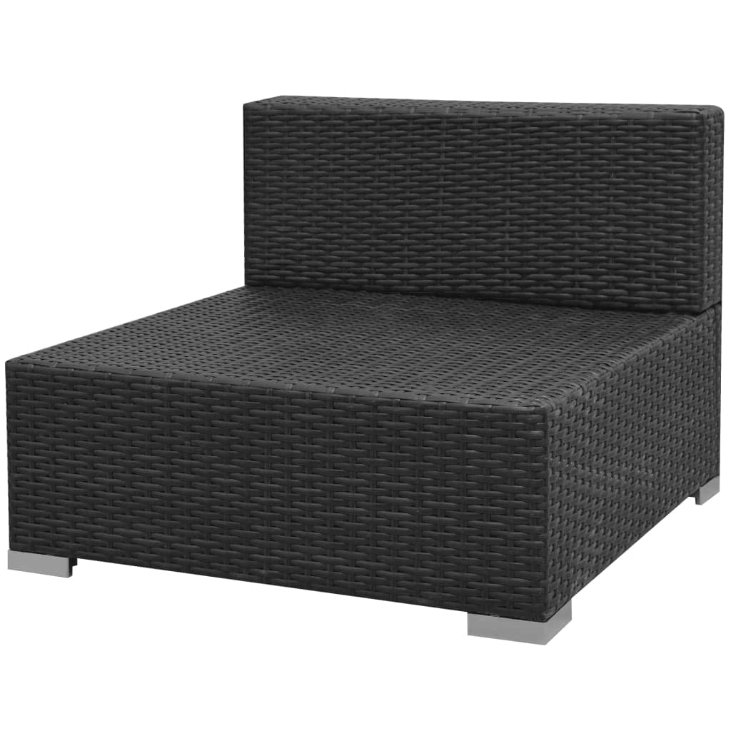 Set di mobili da giardino mobili da esterno 7 pezzi con baldacchino in resina intrecciata nera 02_0017055