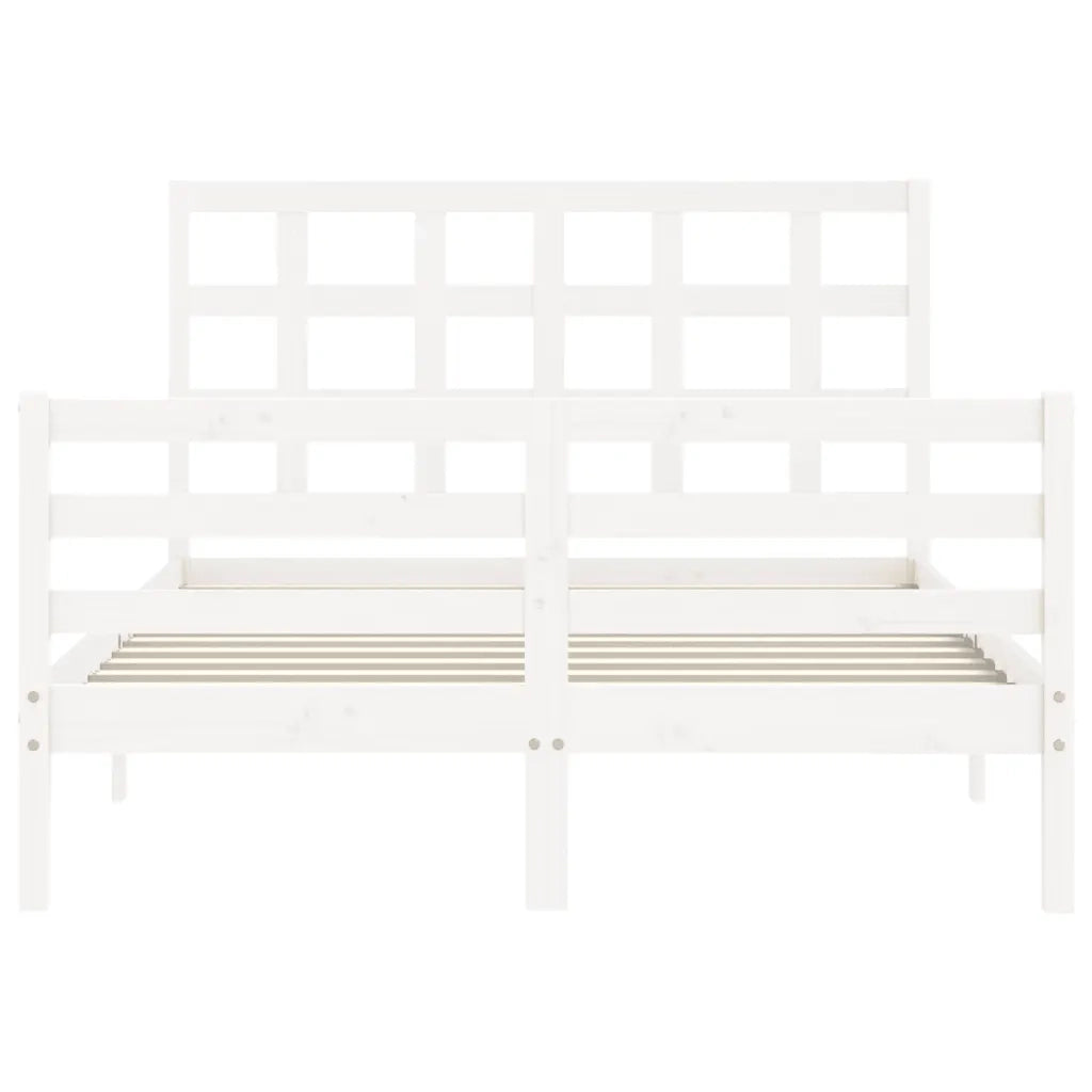 Giroletto con Testiera-Struttura Letto con testiera Bianco 120x200 cm in Legno Massello 485251
