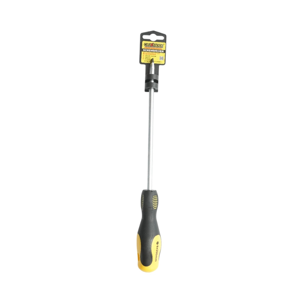 Cacciavite dritto Crownman 8x200mm con punta magnetica professionale Cr-V