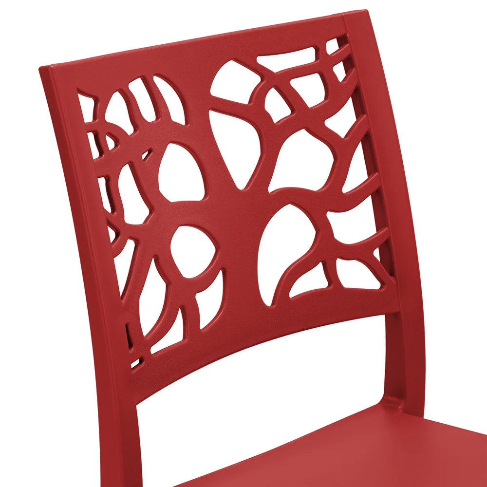 Set 2 sedie in polipropilene TETI, impilabile, resistente ai raggi UV, design moderno, ideale per sala da pranzo, cucina, sala d’attesa, bar, ristoranti o giardino, colore Rosso