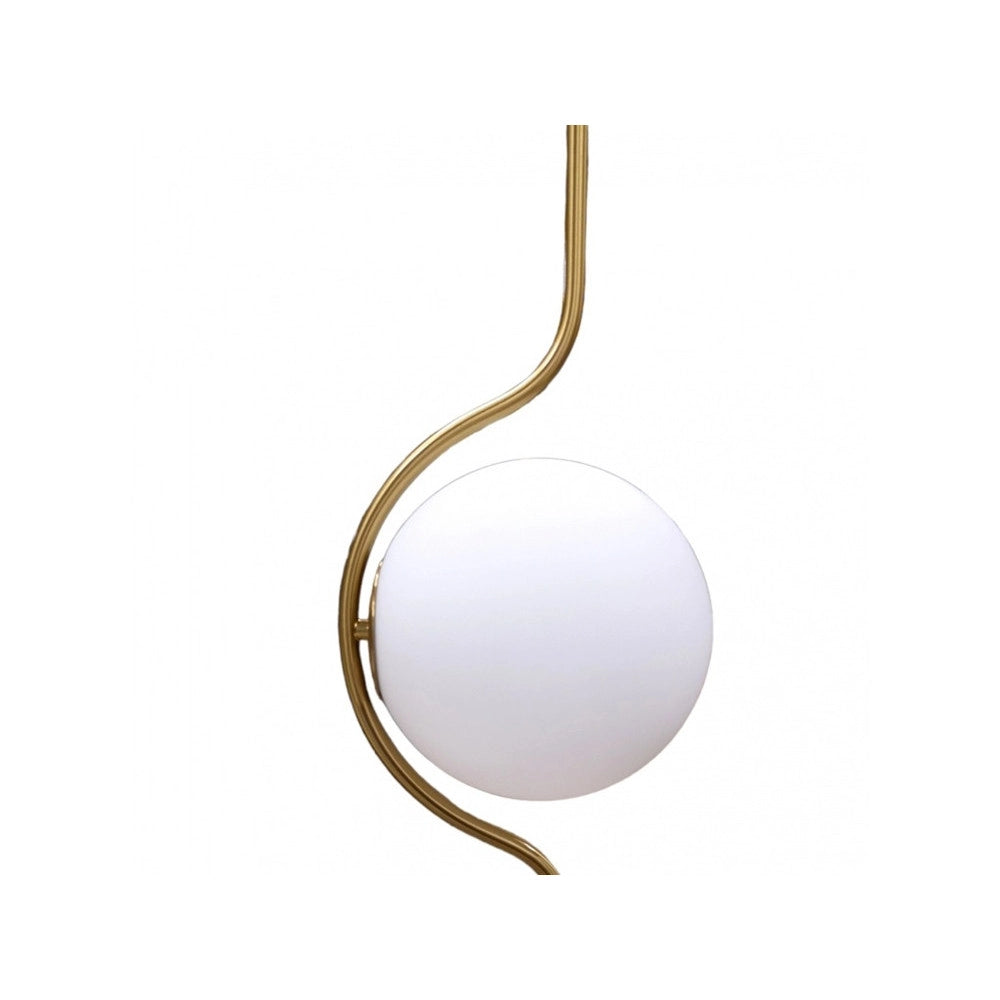 Trade Shop - Lampada Da Terra Oro Con Sfera In Vetro Bianco Piantana E27 Design Moderno 33894 -