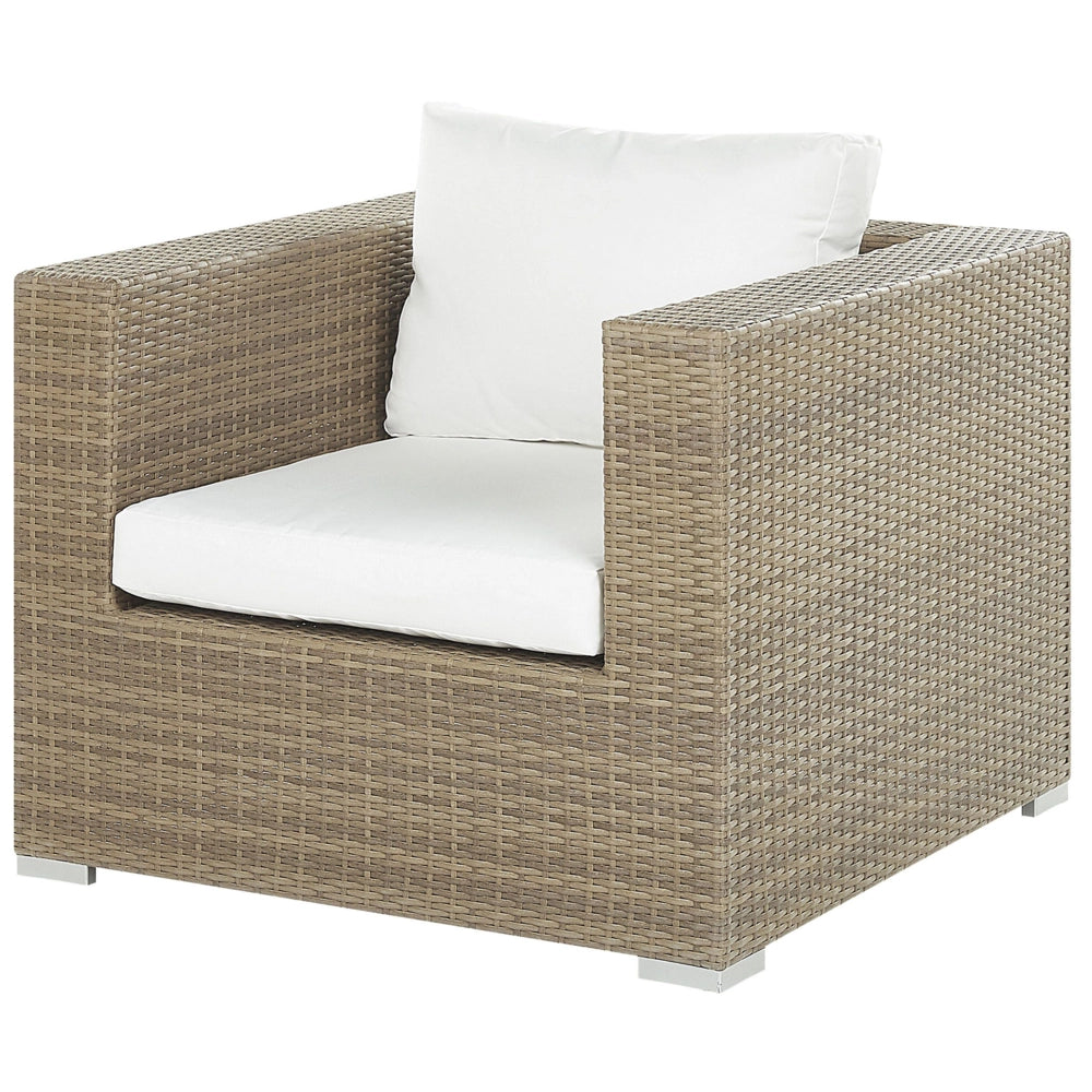 Set relax da giardino Cuscini in rattan marrone chiaro in PE color crema per 8 persone Set da 5 pezzi per esterni