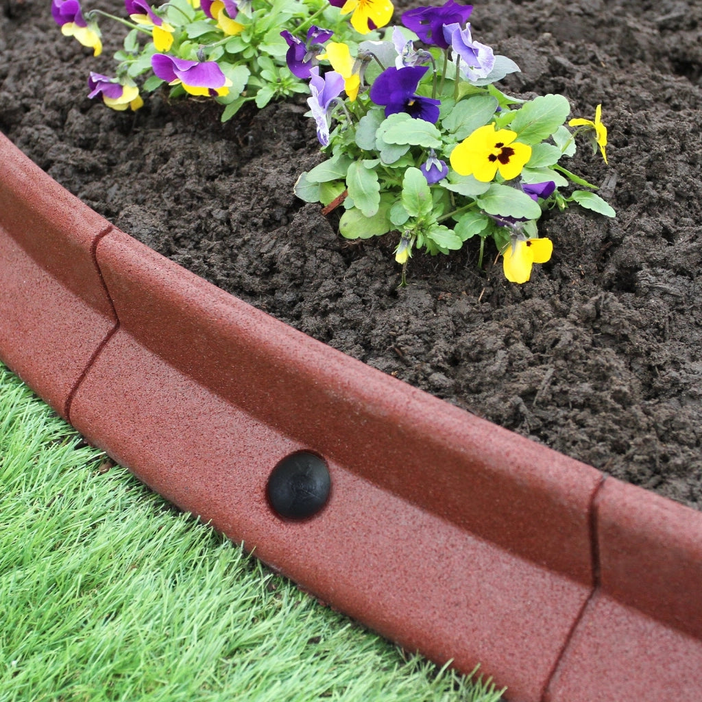 Monster Shop - Bordatura per Aiuole Bordo Prato da Giardino Palizzata Flessibile Fino a 70° in Gomma Resistente agli UV Pezzi da 1.2m - Terracotta - 4 Pezzi